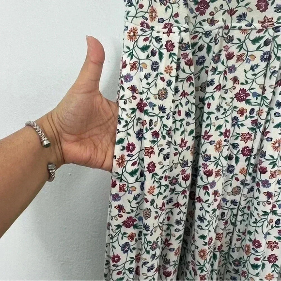 Pierre Cardin Vintage 90’s Y2K Floral Pleated Pockets Square Neck Dress Sz M - Picture 6 of 14